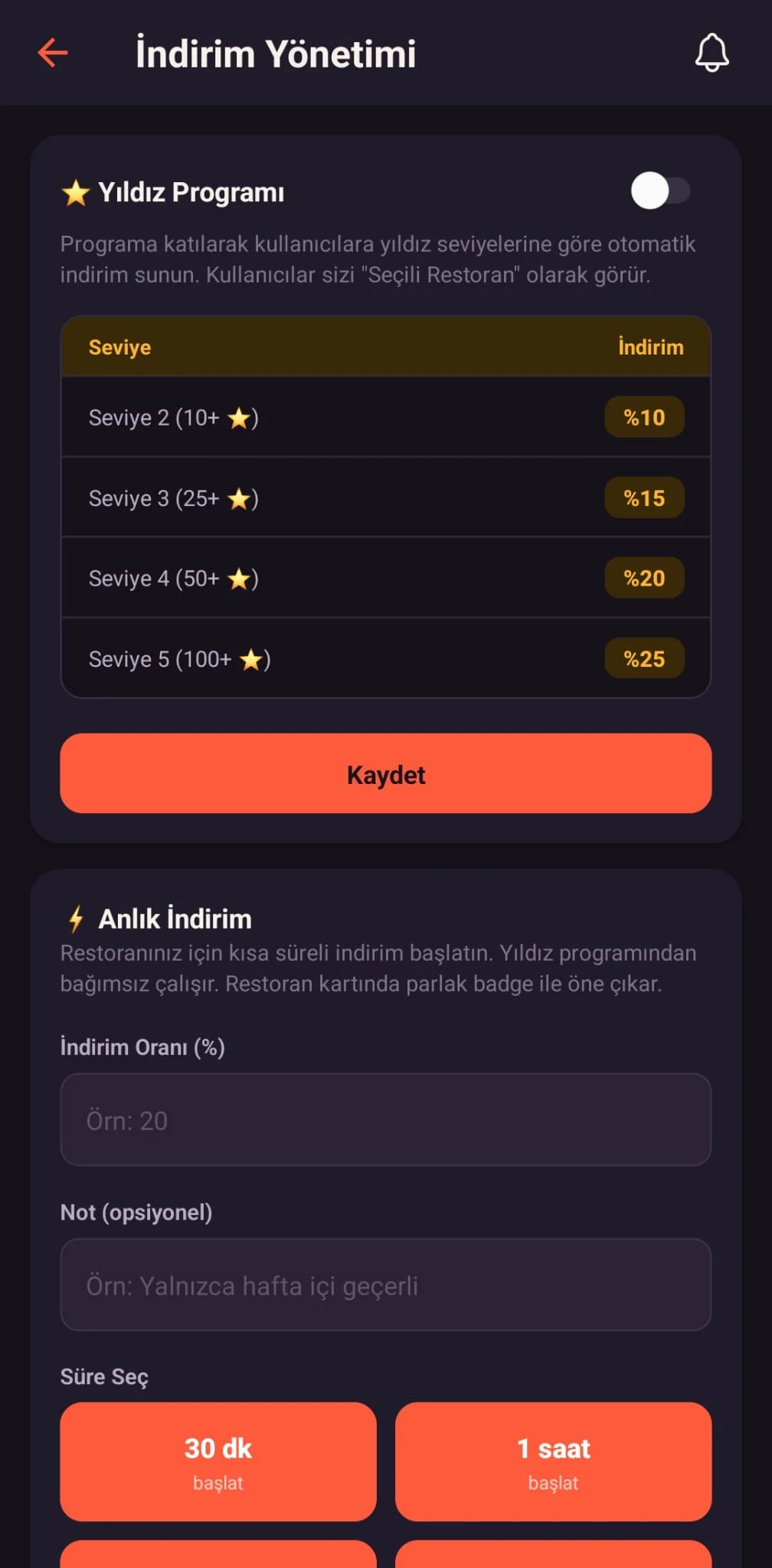 Eatlas indirim yönetimi — kampanya oluştur ve yönet